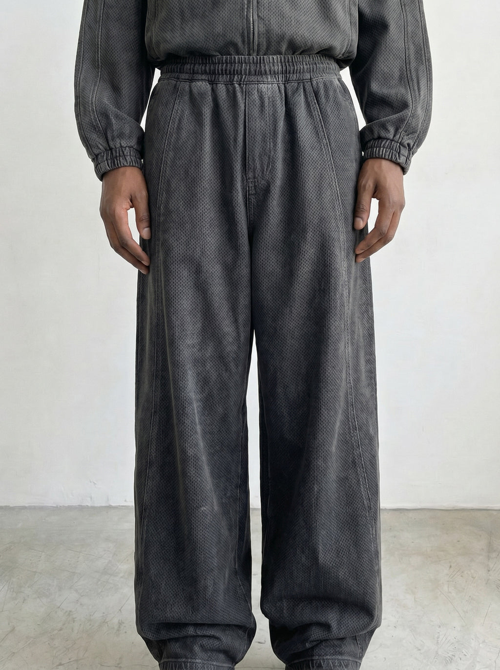 mesh track wide-leg pant