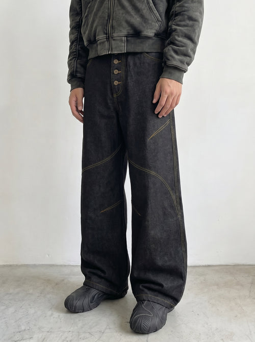 5-button fly curve stitch jean