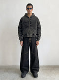 5-button fly curve stitch jean