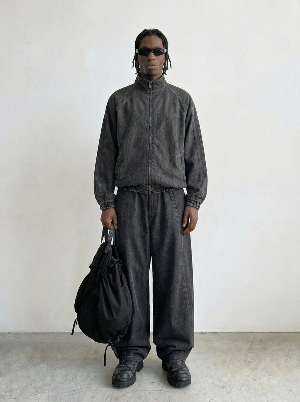 mesh track wide-leg pant