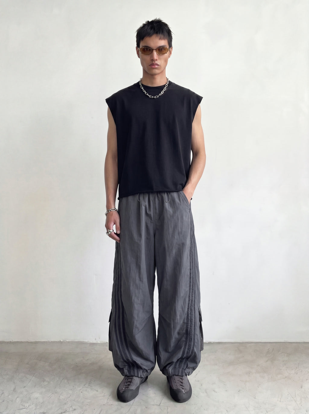 Slate Nylon Oversized Cargo Pant
