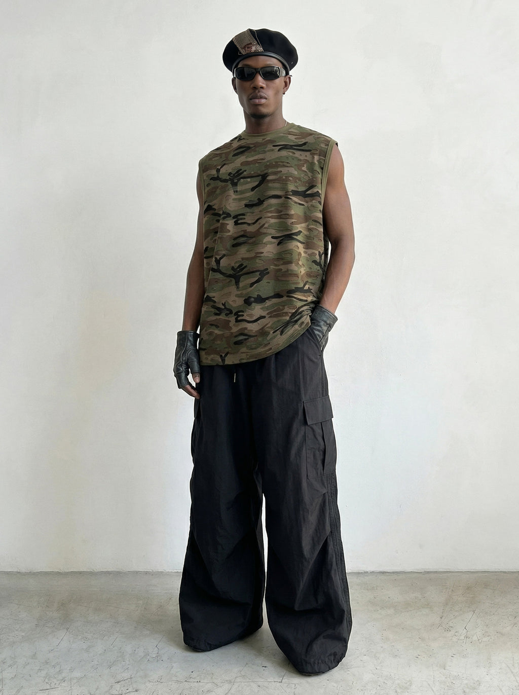 Black 8-Pocket Nylon Cargo Pant