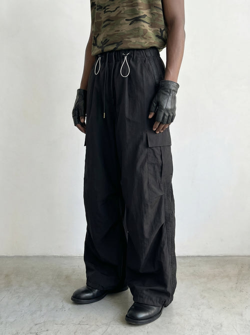 Black 8-Pocket Nylon Cargo Pant
