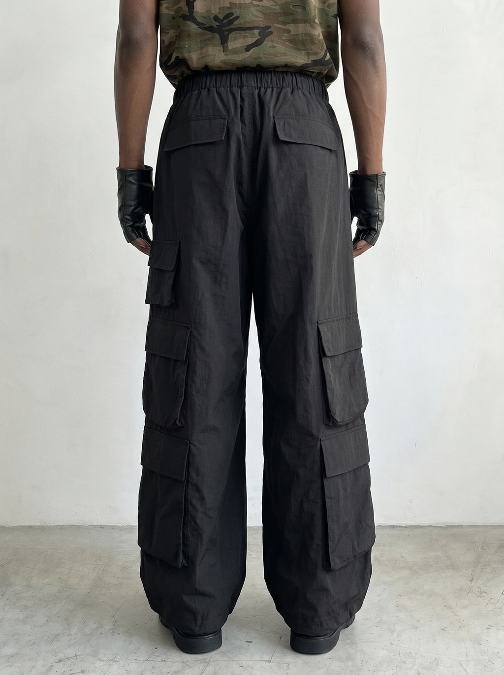 Black 8-Pocket Nylon Cargo Pant