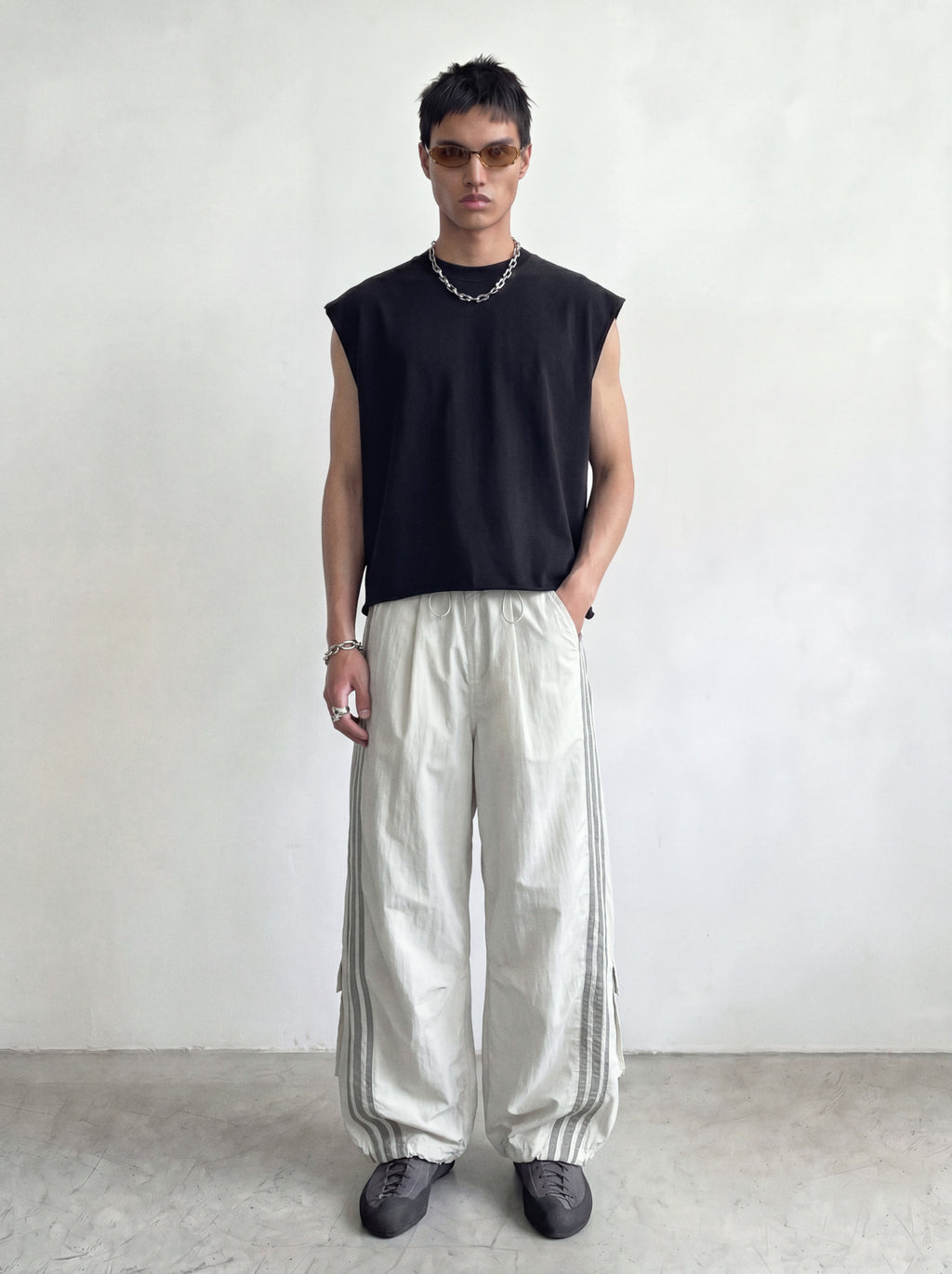 Triple Stripe Cargo Parachute Pant