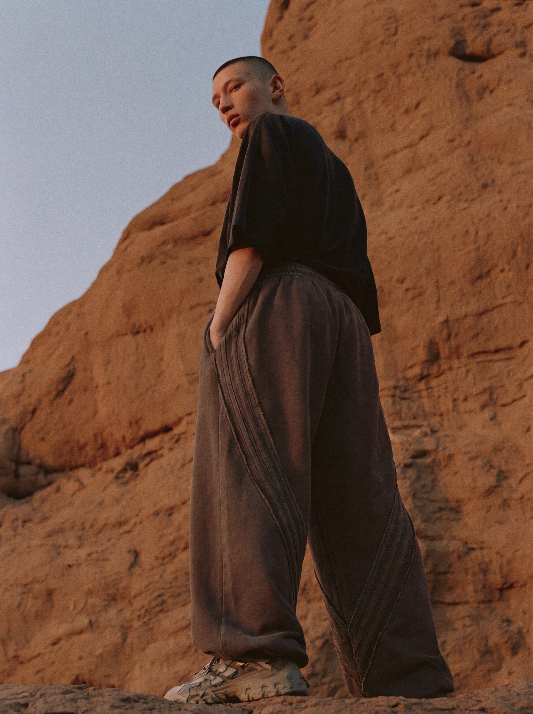 pintuck stripe sweat pant