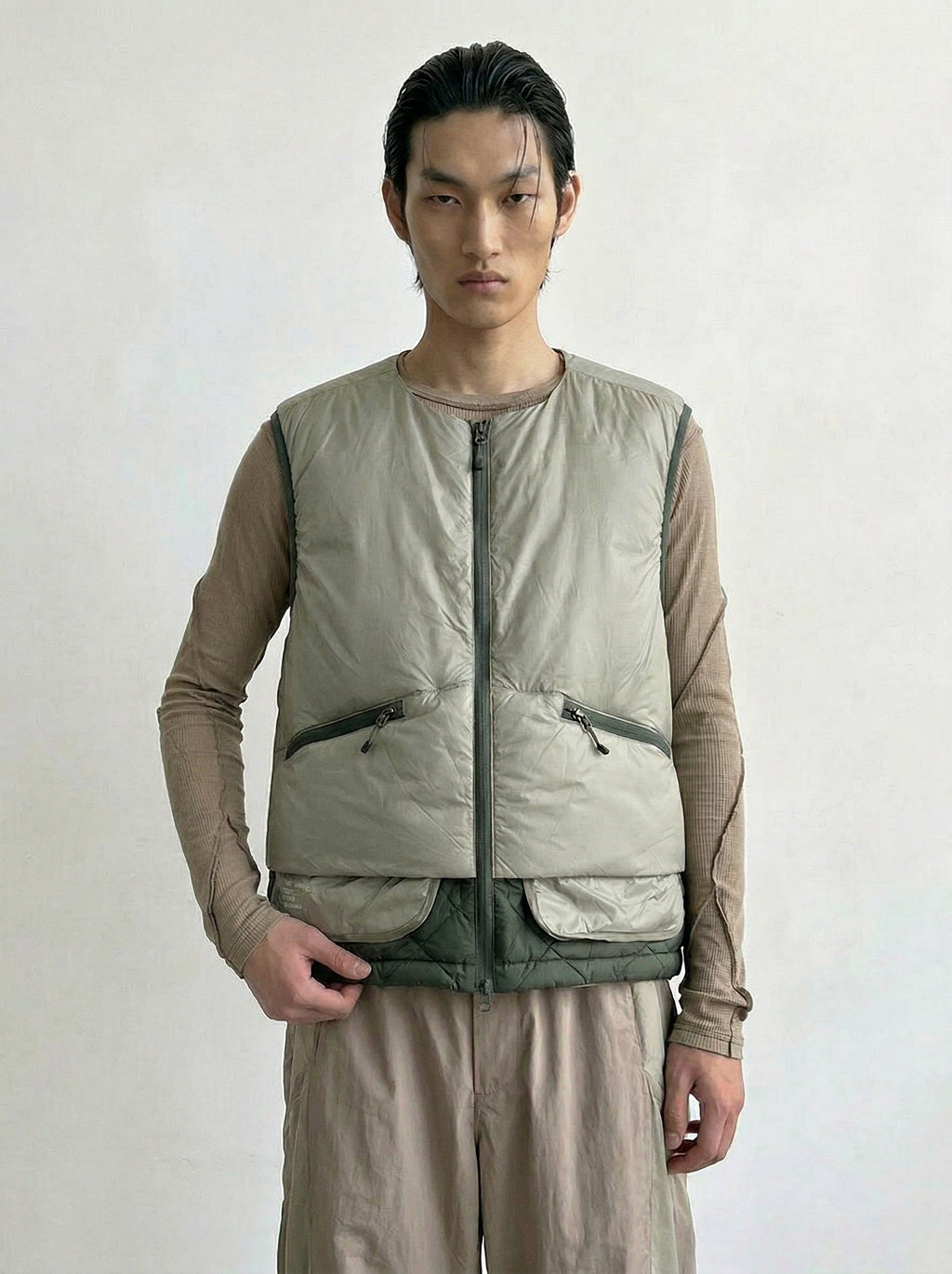 Dual-Tone Quilted Down Vest