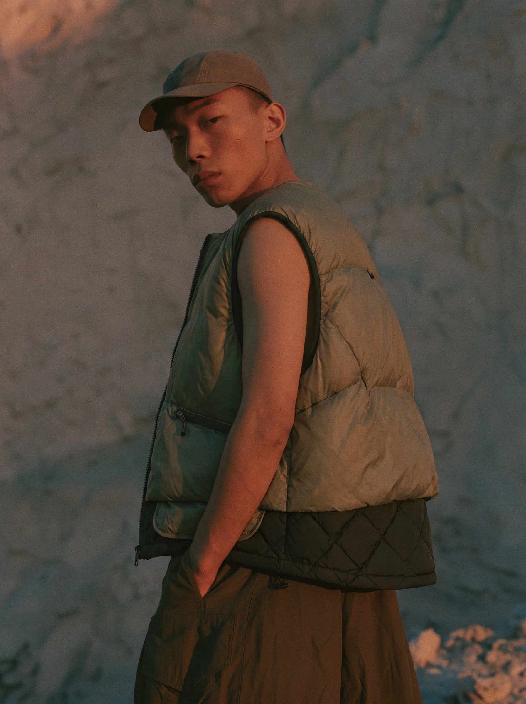 Dual-Tone Quilted Down Vest