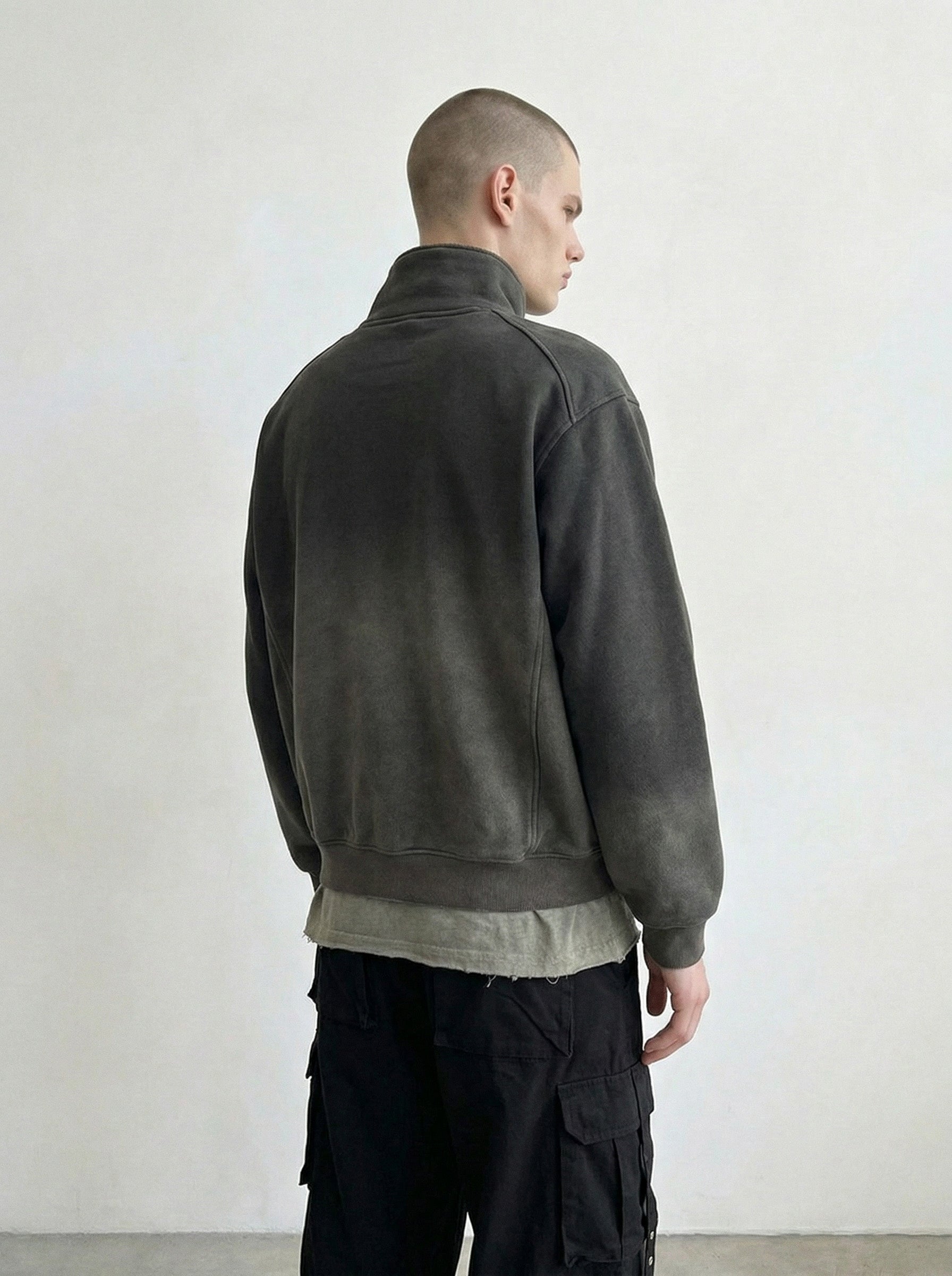 Washed Moto Zip Fleece Jacket