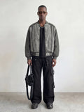 Raw Edge Patchwork Denim Bomber
