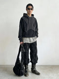 Raw Edge Patchwork Appliqué Hoodie