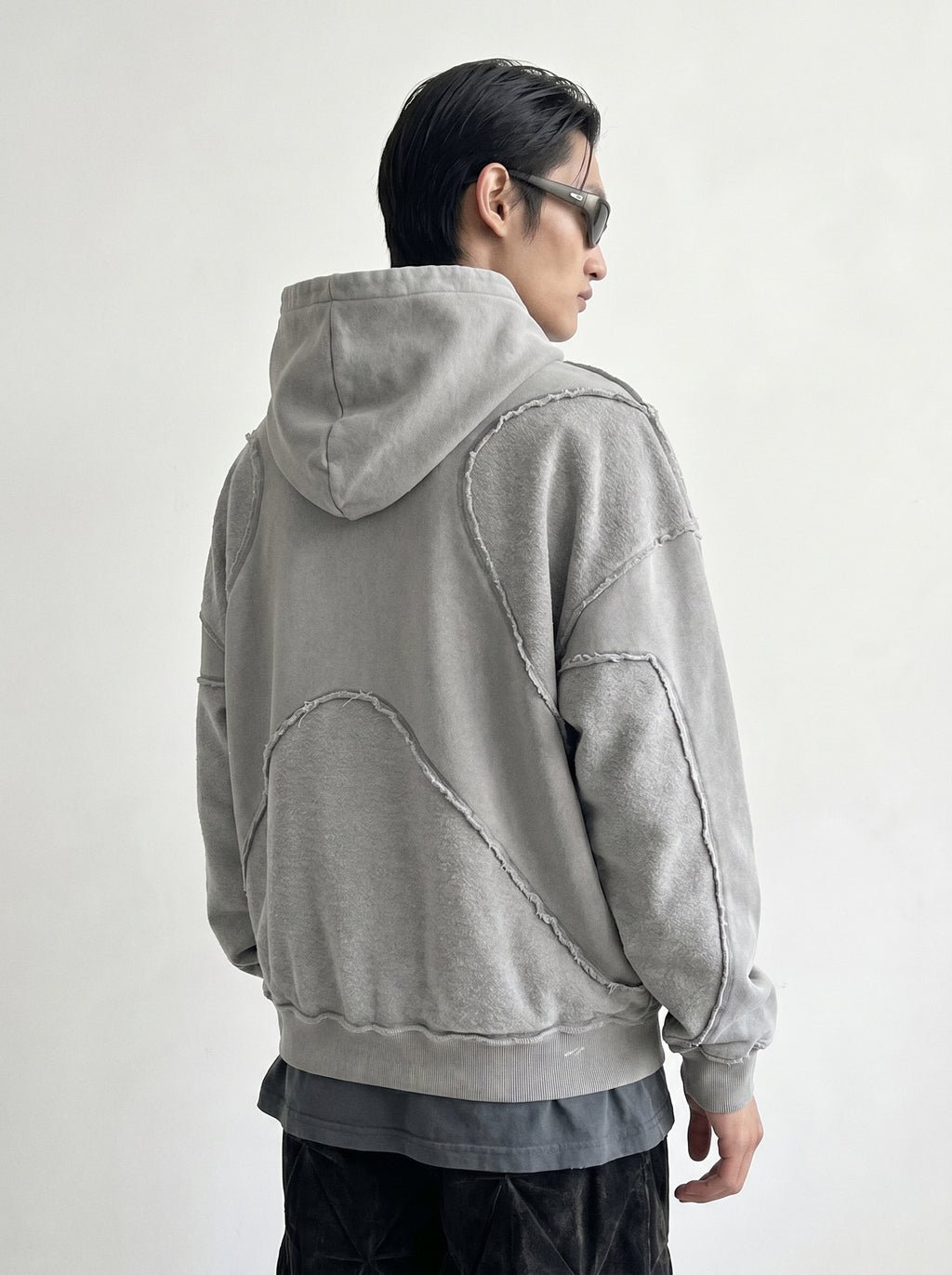 Stone Grey X-Appliqué Hoodie