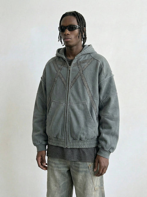 Geometric Seam Zip Hoodie