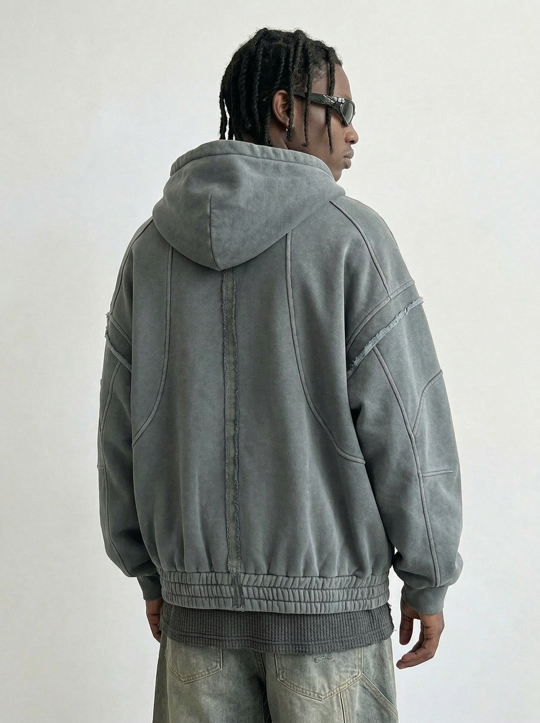 Geometric Seam Zip Hoodie