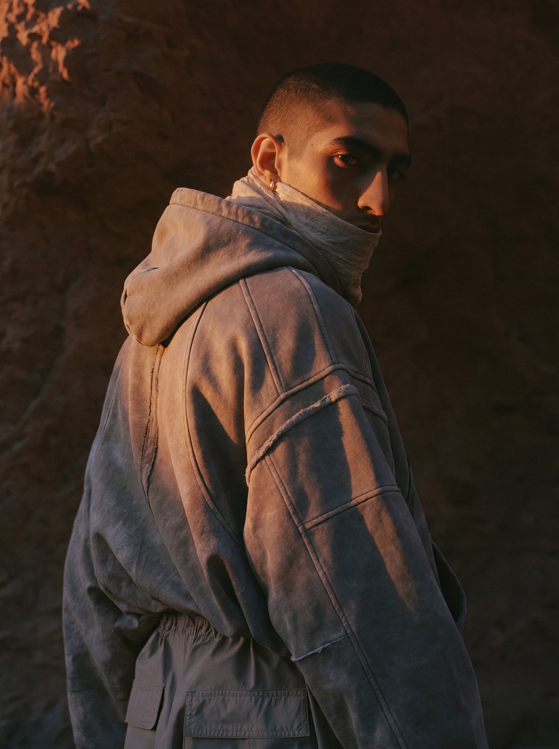 Geometric Seam Zip Hoodie