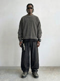 Washed Corduroy Raw Edge Crewneck