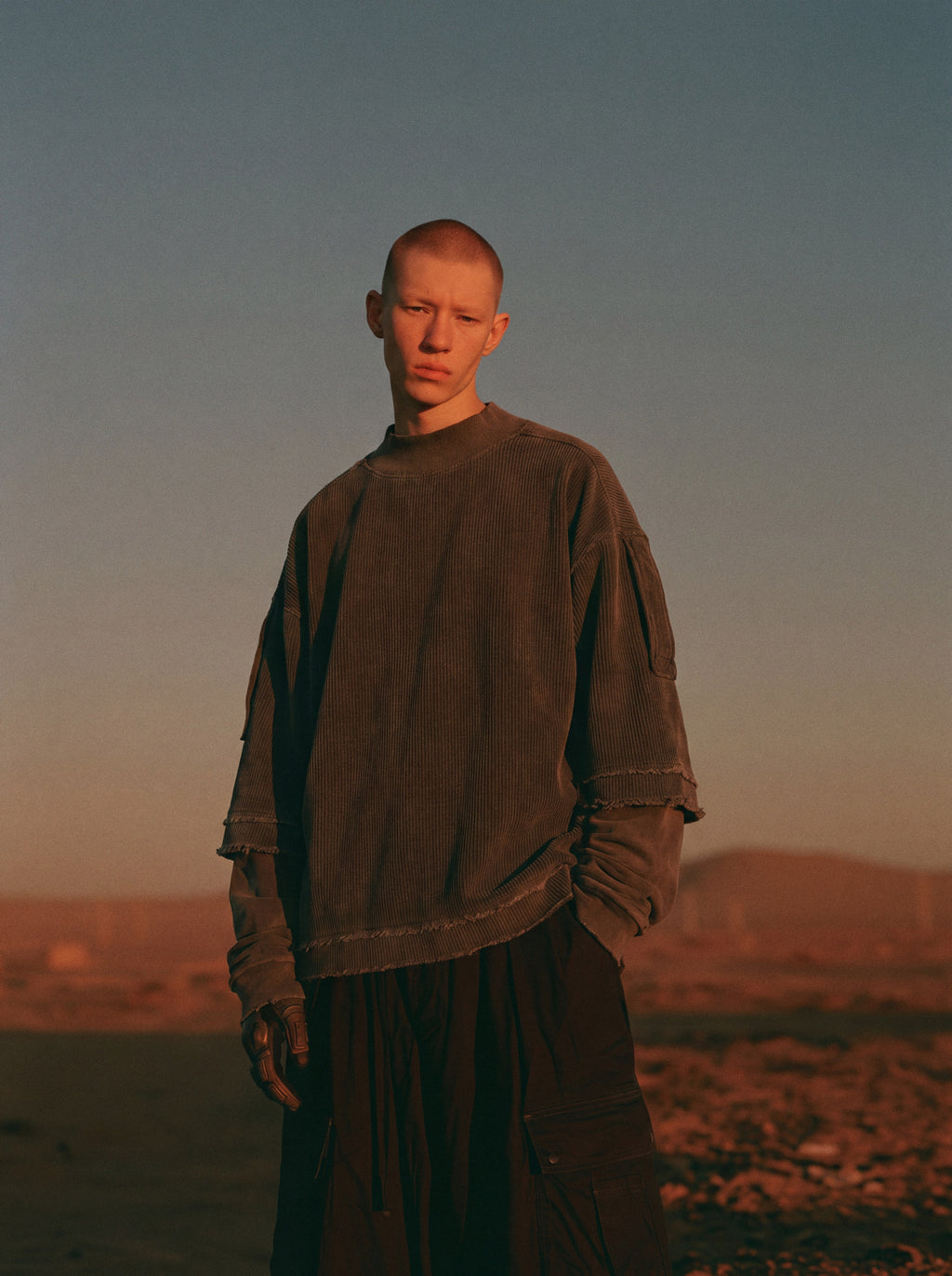 Washed Corduroy Raw Edge Crewneck