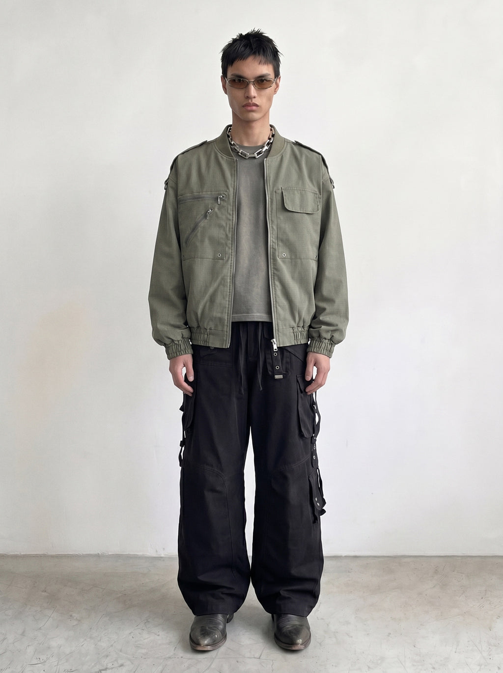Washed Olive Military Bomber