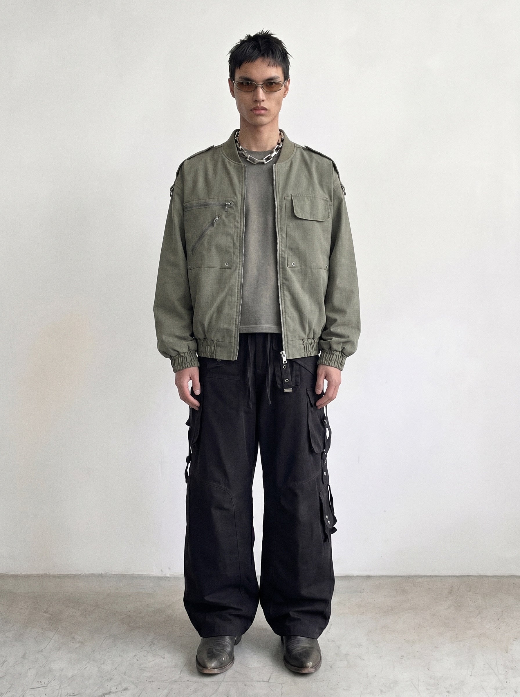 Washed Olive Military Bomber