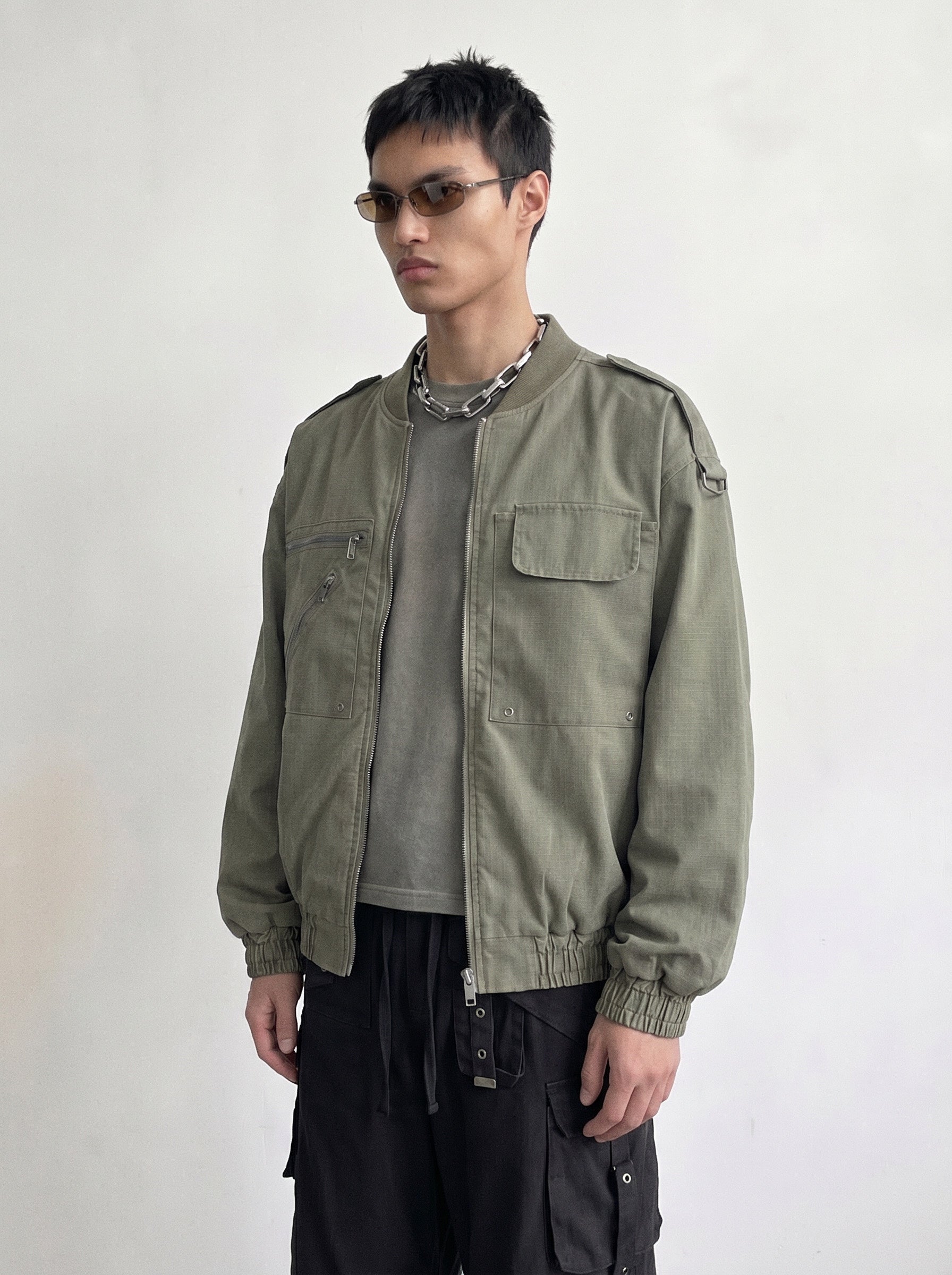 Washed Olive Military Bomber