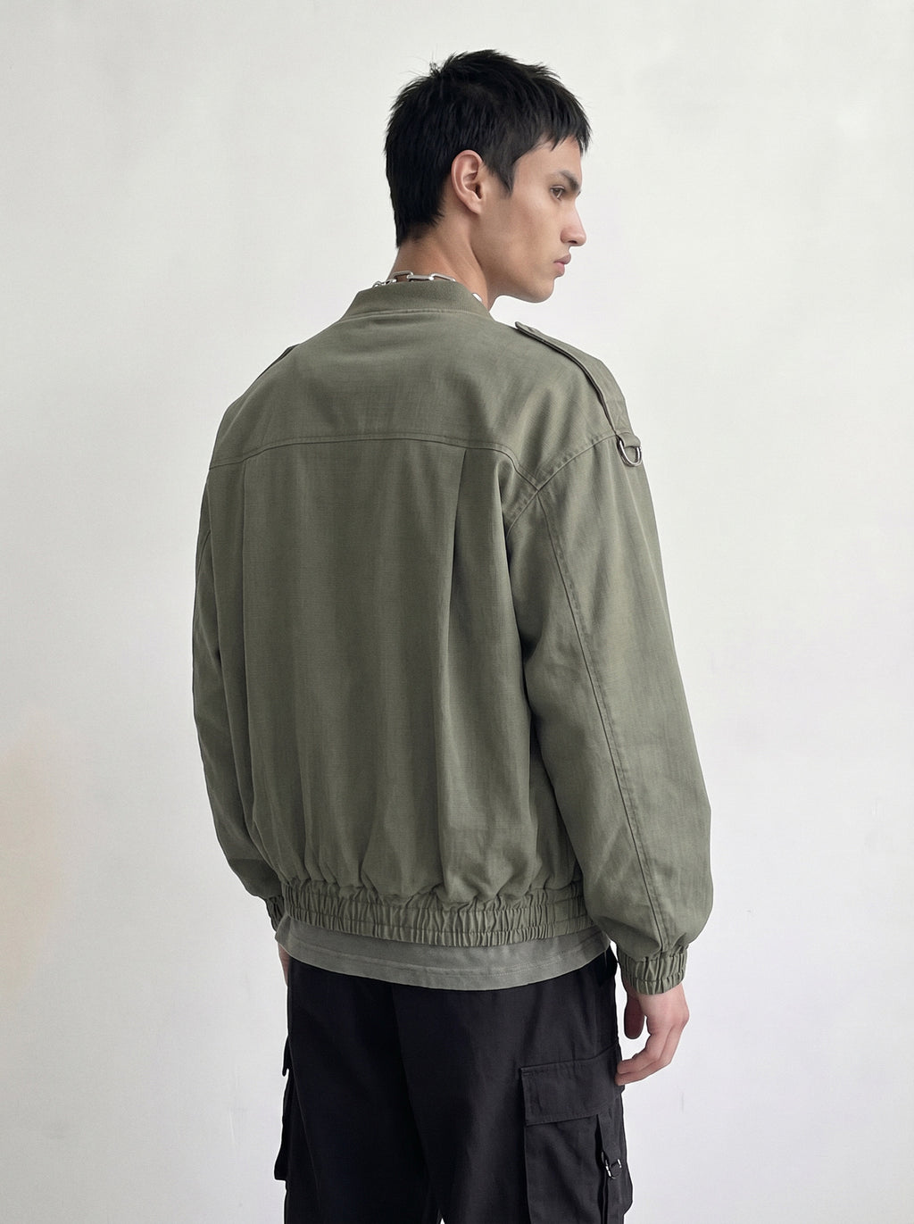 Washed Olive Military Bomber