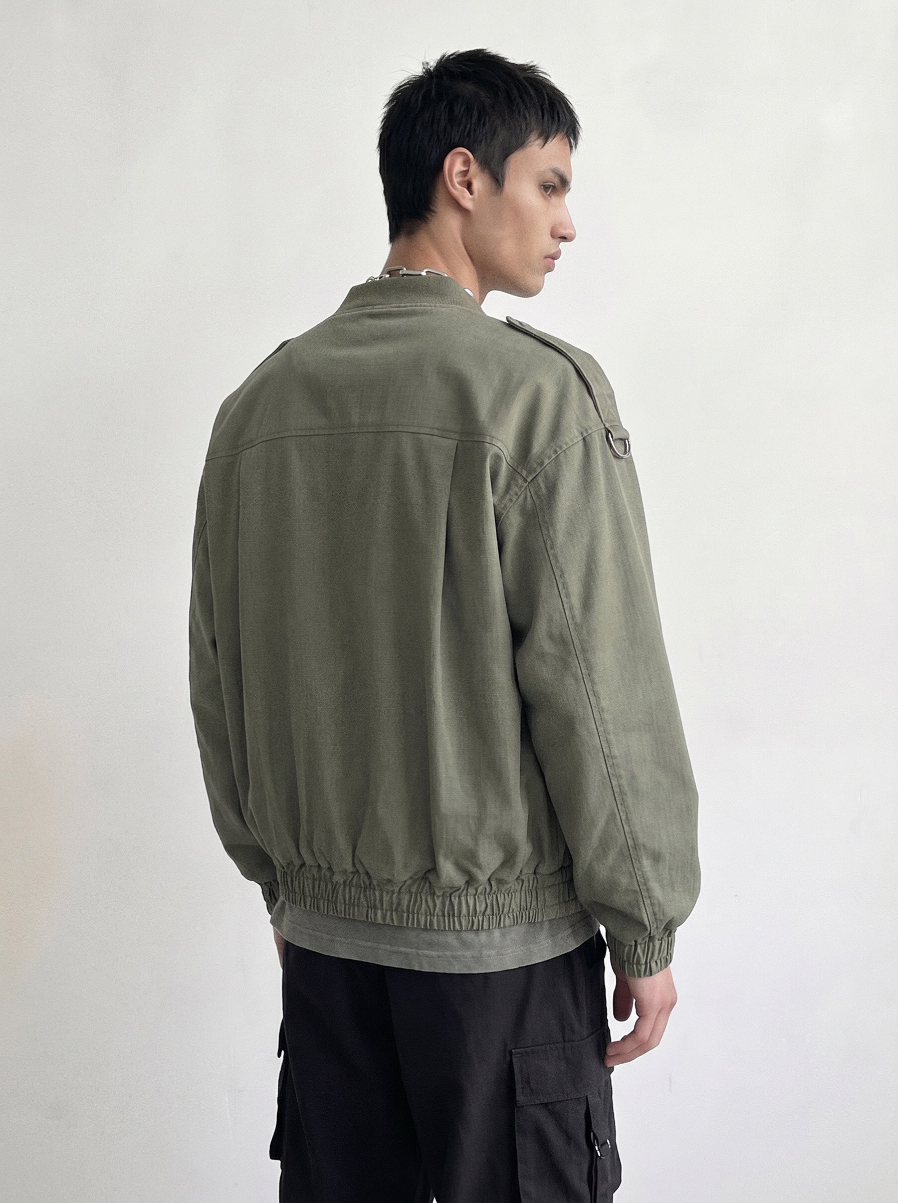 Washed Olive Military Bomber