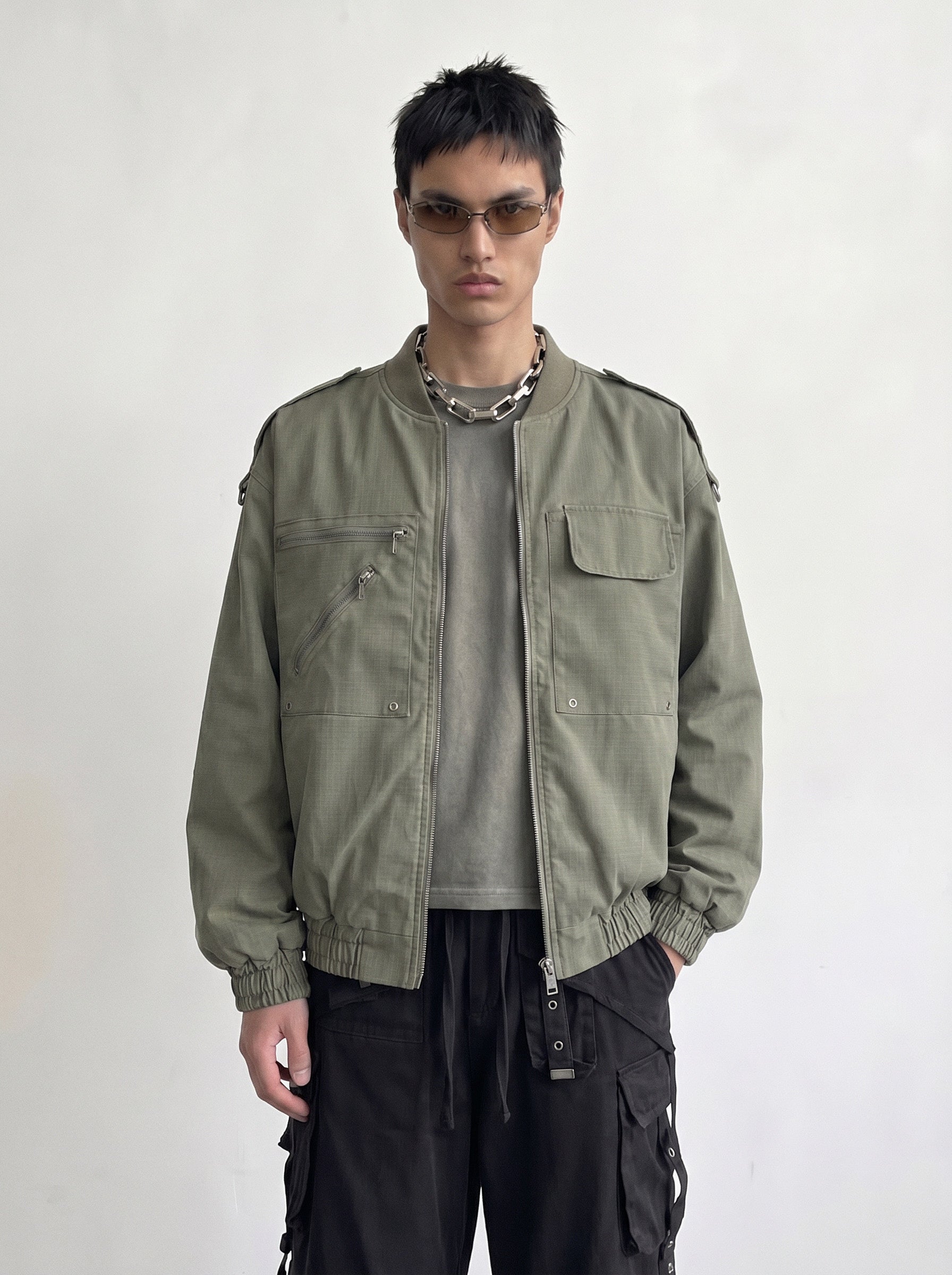 Washed Olive Military Bomber