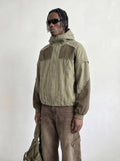 Two-Tone Patchwork Hooded Bomber