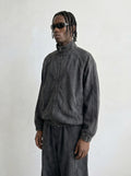 Washed Perforated Jacquard Track Jacket