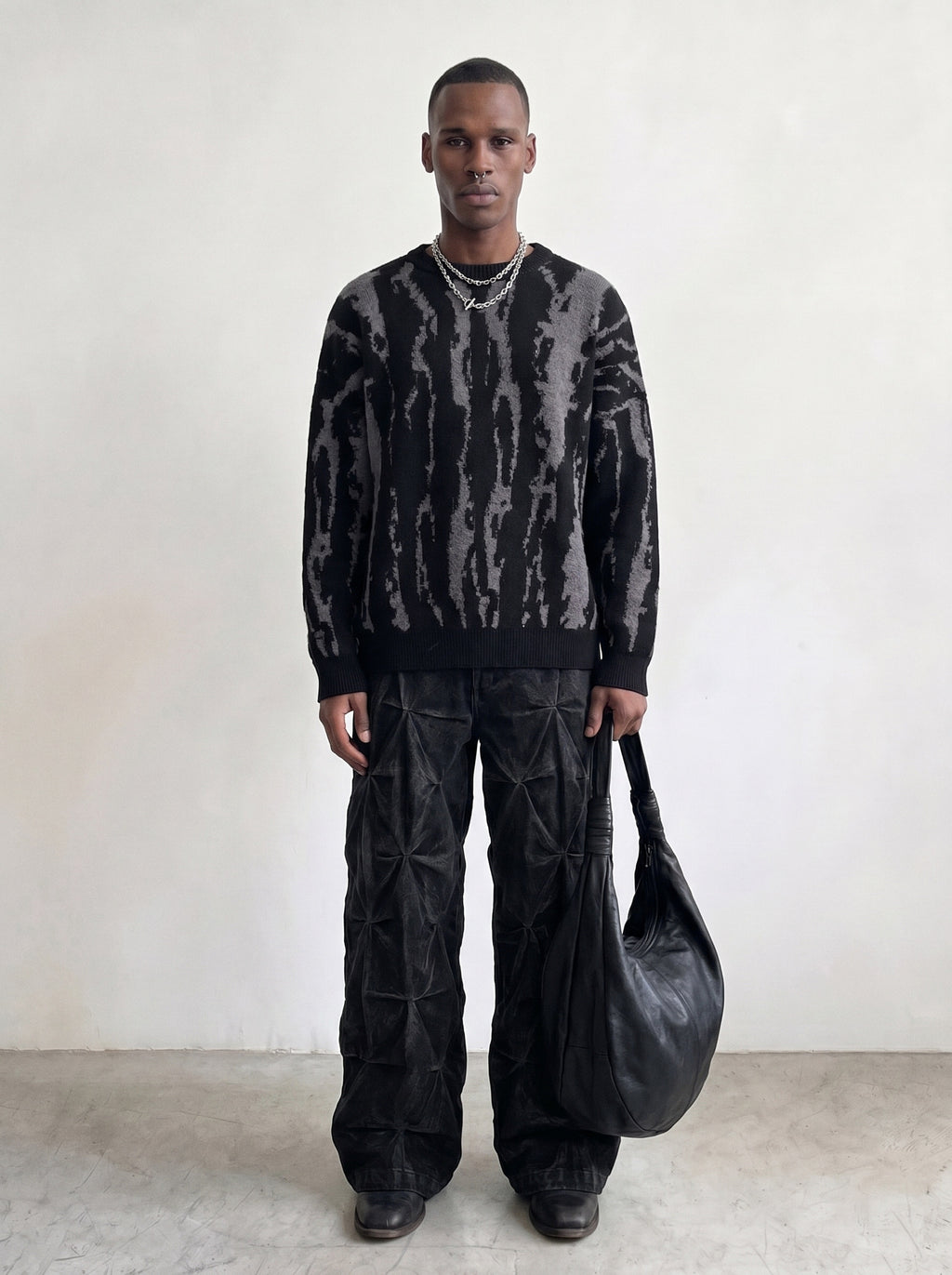 Abstract Jacquard Knit Crewneck