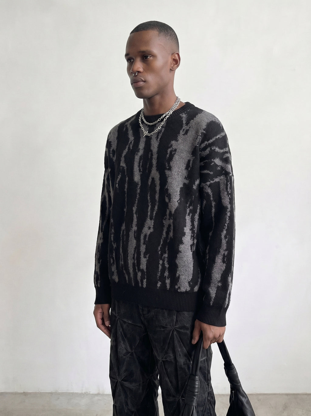Abstract Jacquard Knit Crewneck