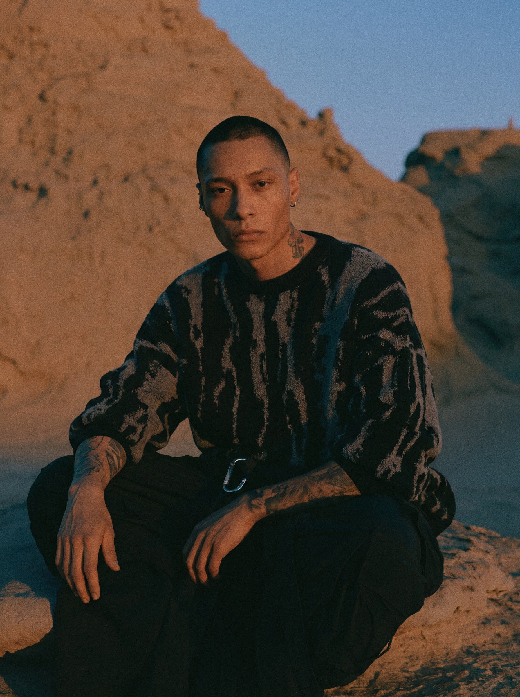 Abstract Jacquard Knit Crewneck